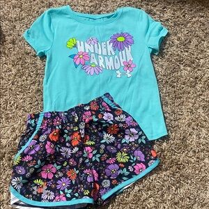 Under Armour Blue Tee and Floral Shorts Set